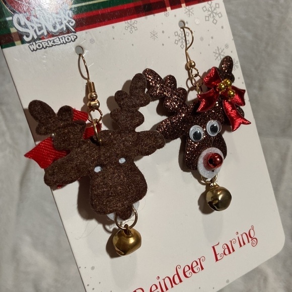 NEW Spencer’s Reindeer Jingle Bell Christmas Earrings - Picture 6 of 7